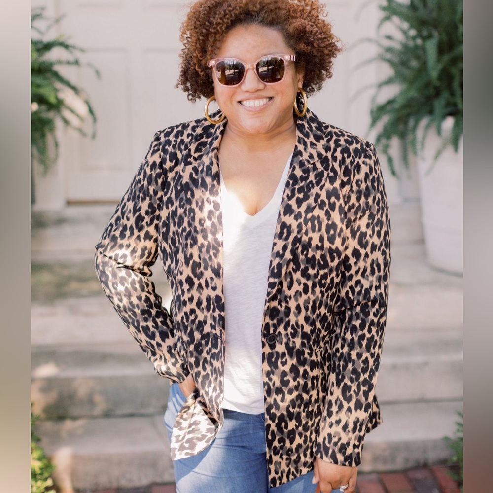 Halogen Single Button Blazer In Taupe Animal Prin… - image 3